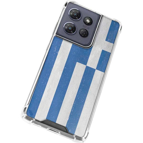 Greece Flag Distressed Moto G 5G (2025) Clear Case